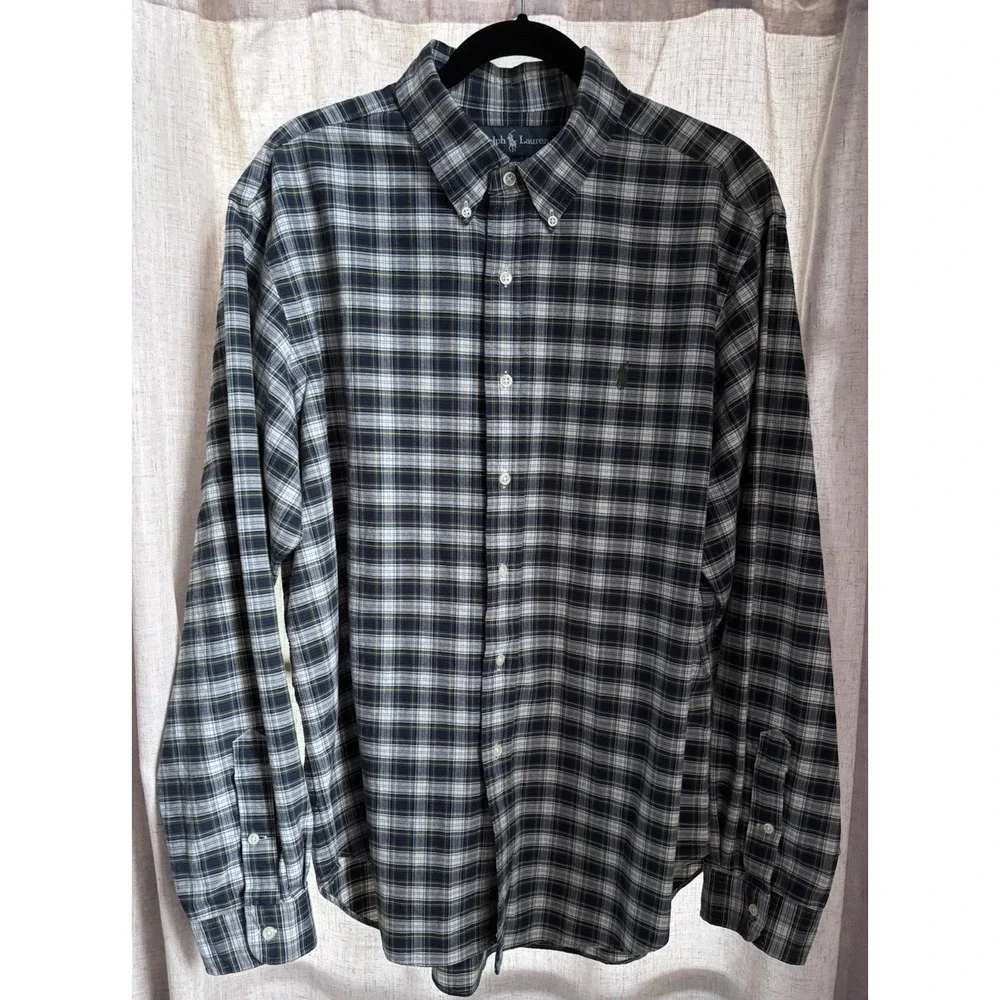 Ralph Lauren Mens XL Plaid Shirt Classic Fit Button Front‎ Long Sleeve Casual